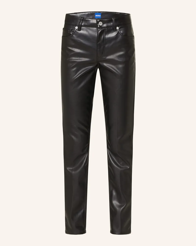 HUGO BOSS Lederhose HILANO Schwarz