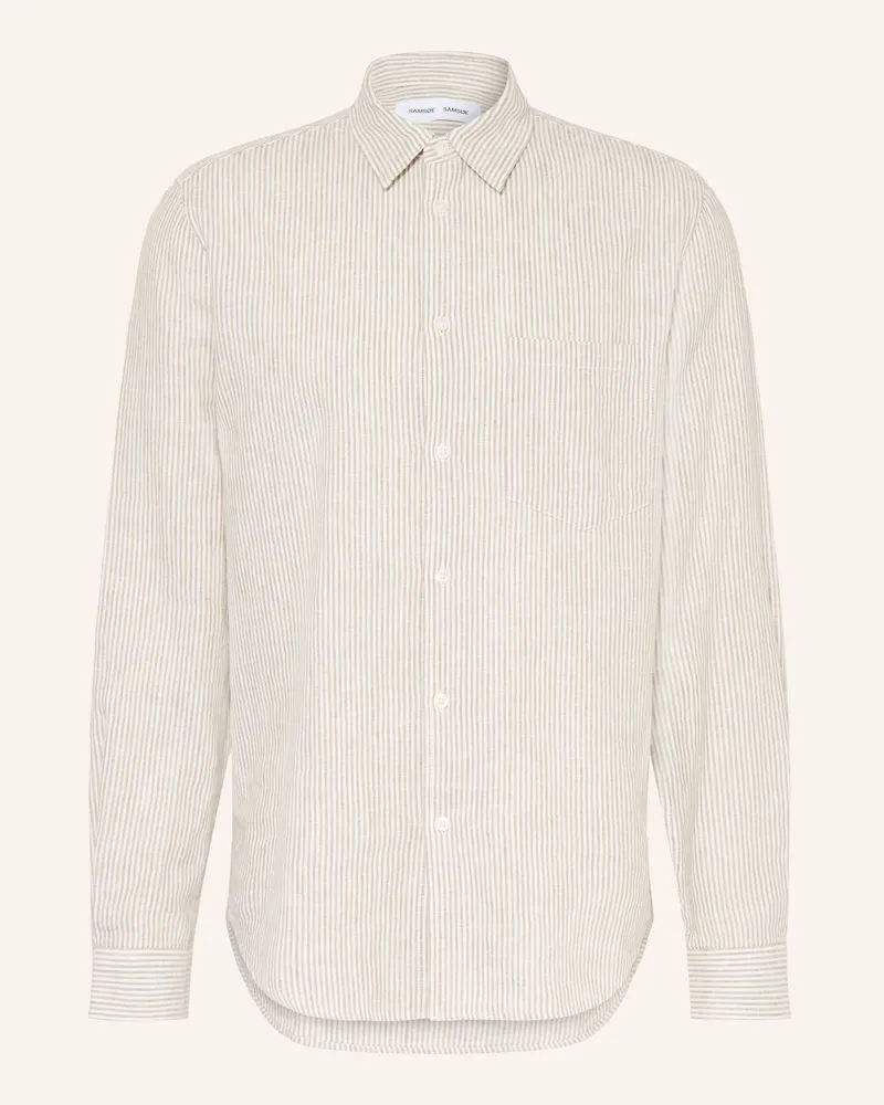 Samsøe & Samsøe Hemd Saliam Comfort Fit Mit Leinen beige Beige