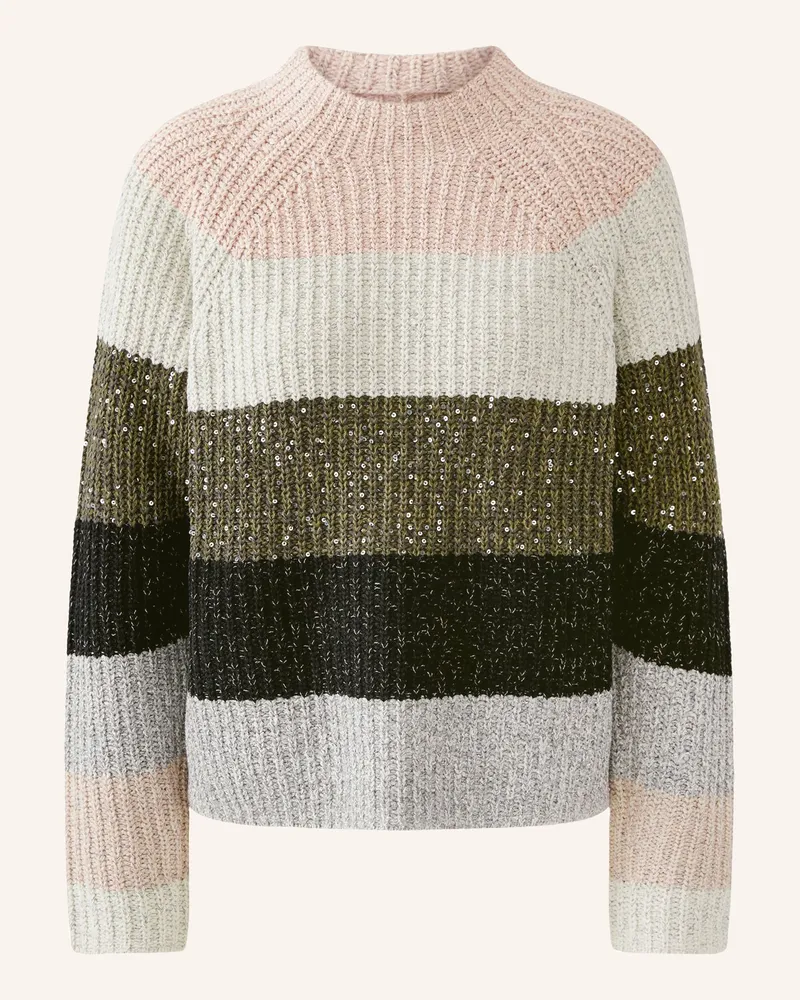 Oui  Pullover Mit Pailletten gruen Hellgrau