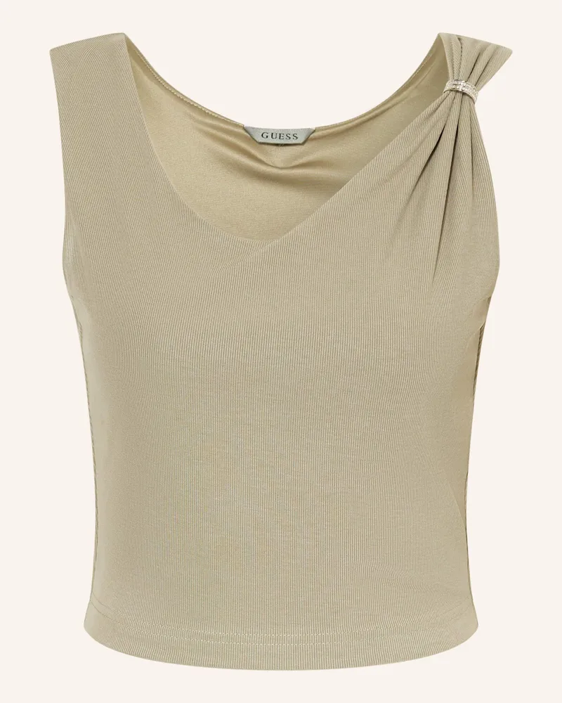 Guess Cropped-Top AIMEE mit Schmucksteinen Hellgrün