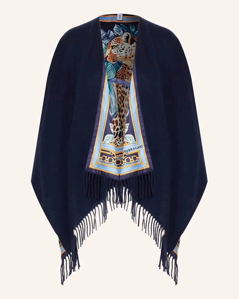 Ferragamo Cape Feline Im Materialmix Zum Wenden blau Dunkelblau