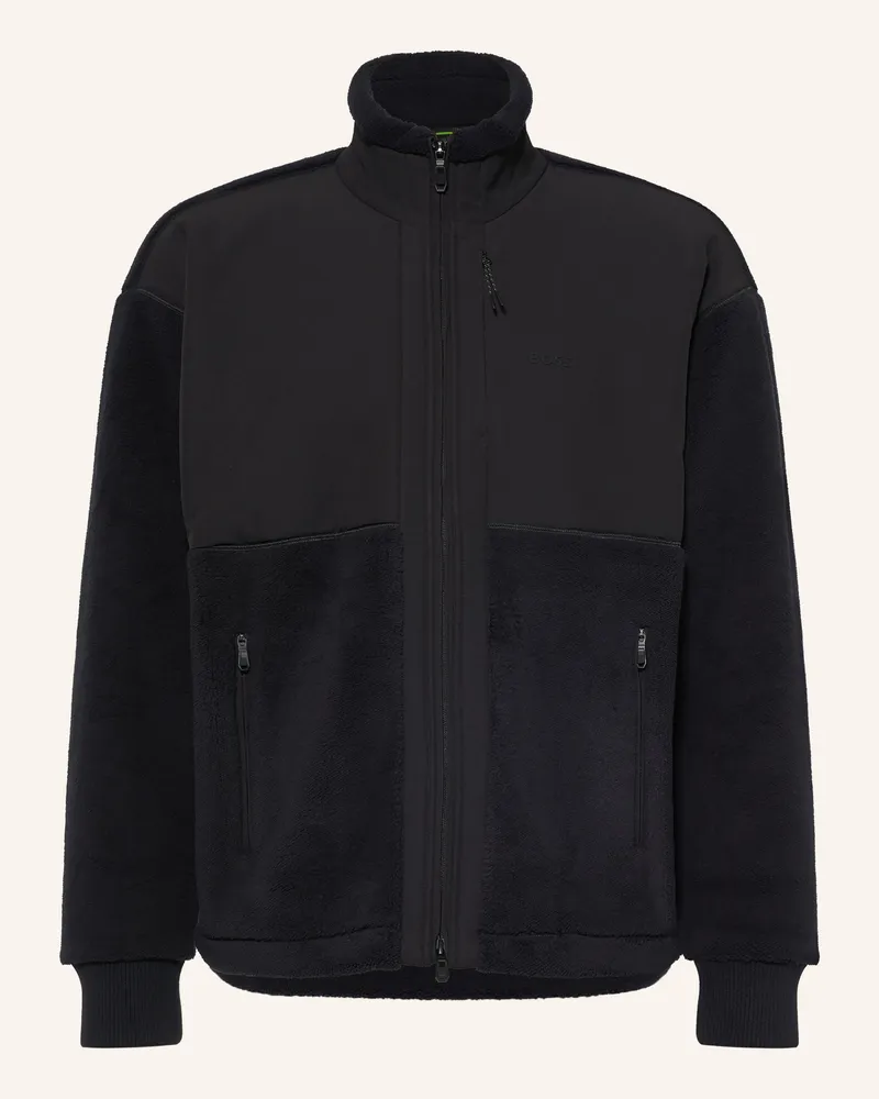 HUGO BOSS Fleecejacke Sveedy Im Materialmix schwarz Schwarz