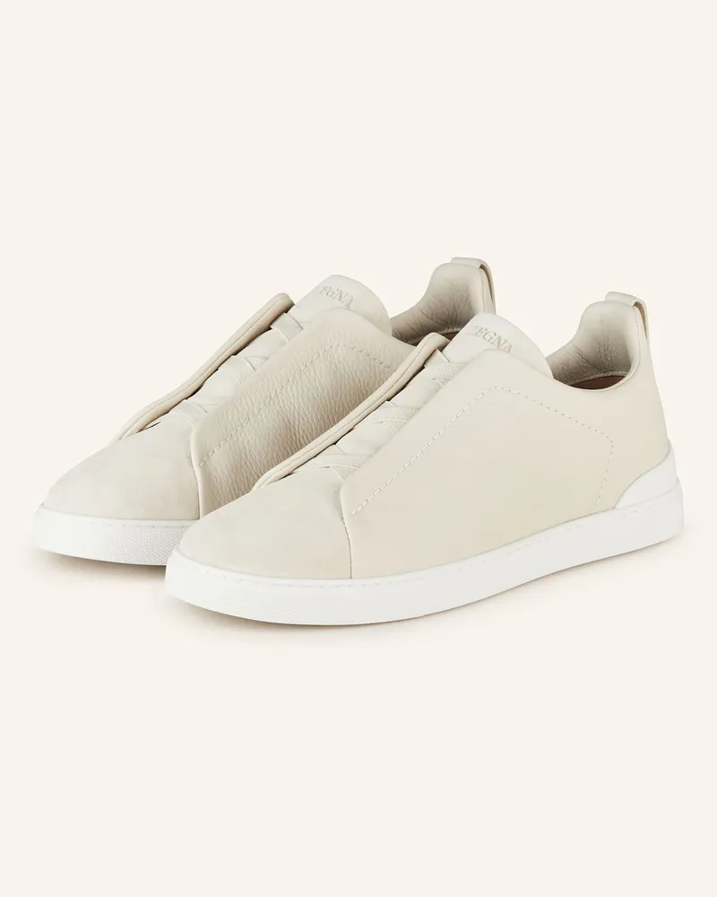 Ermenegildo Zegna Slip-On-Sneaker Triple Stitch weiss Creme