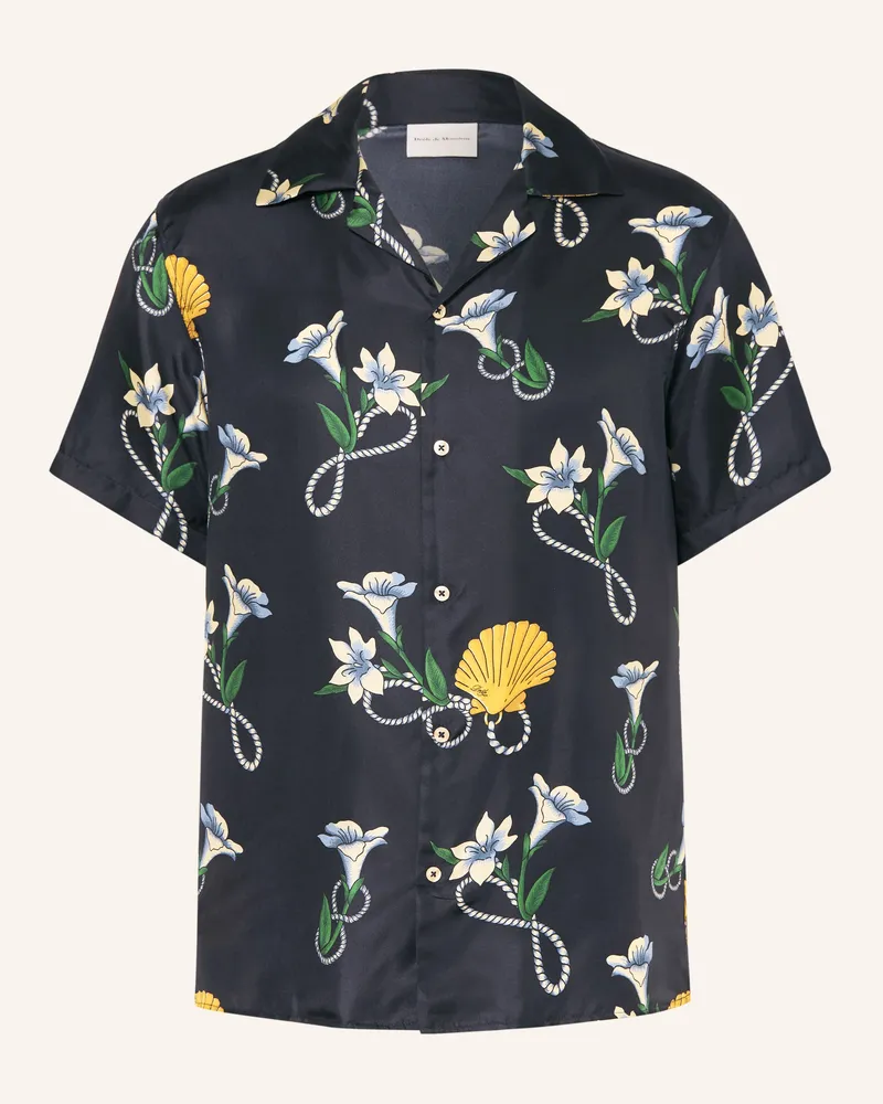 Drôle de Monsieur Resorthemd Aus Seide blau Dunkelblau