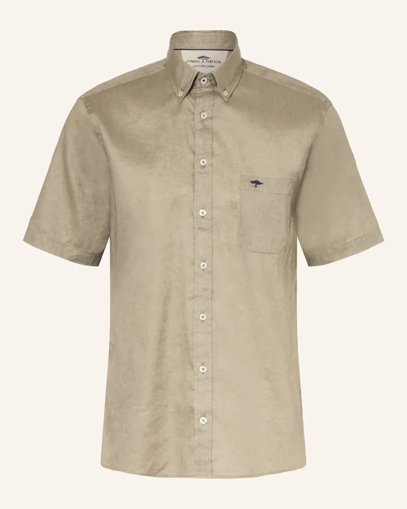 Fynch-Hatton Leinenhemd Comfort Fit gruen Oliv