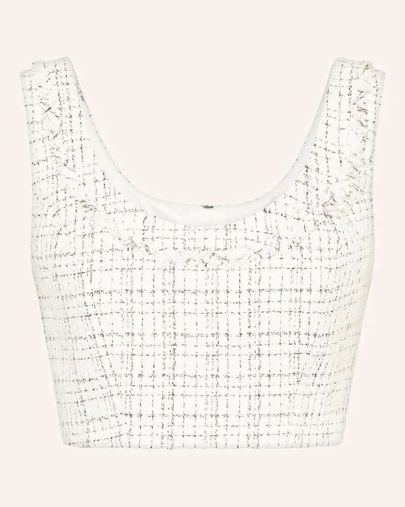 Guess Cropped-Top ANNAMARIA aus Tweed mit Glitzergarn Weiss