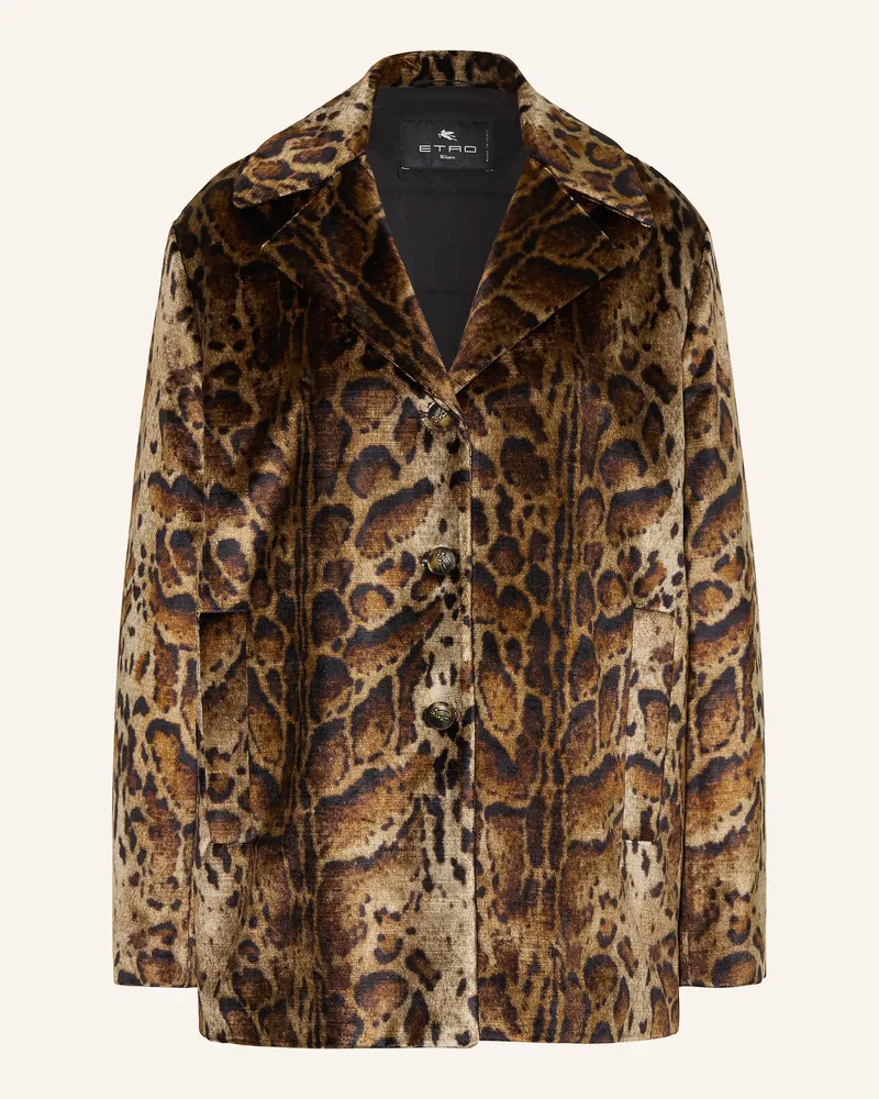 Etro Samtmantel schwarz Braun
