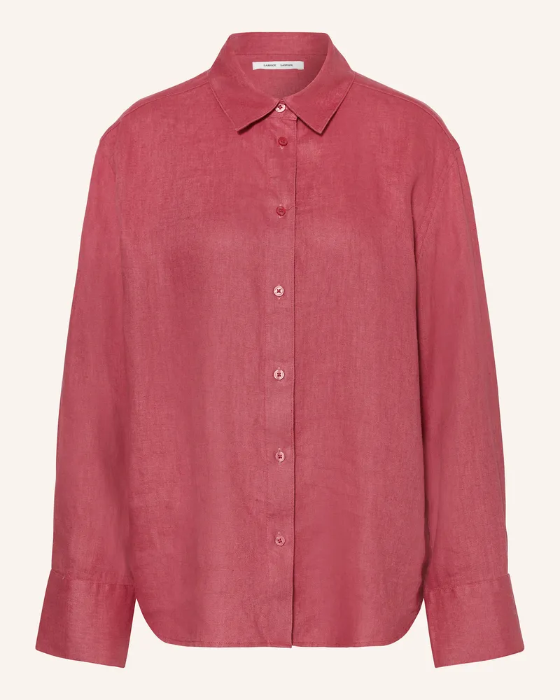 Samsøe & Samsøe Hemdbluse Sanot Aus Leinen rosa Hellrot
