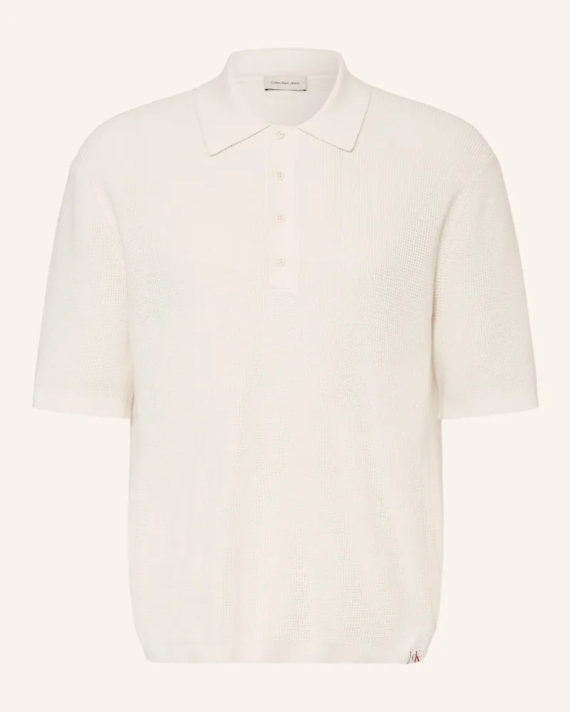 Calvin Klein Strick-Poloshirt beige Creme