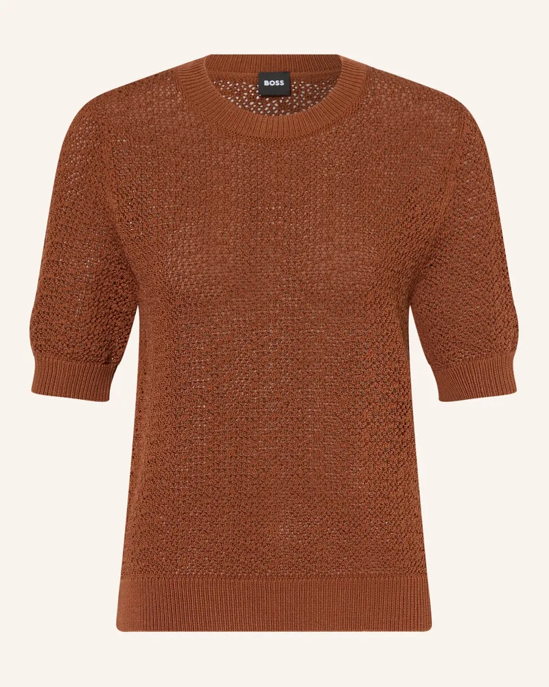 HUGO BOSS Strickshirt Folearia rot Braun