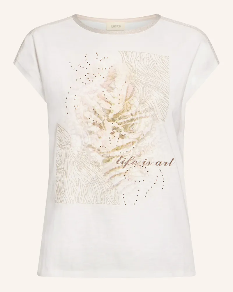 Cartoon T-Shirt Mit Schmucksteinen Und Glitzergarn weiss Weiss