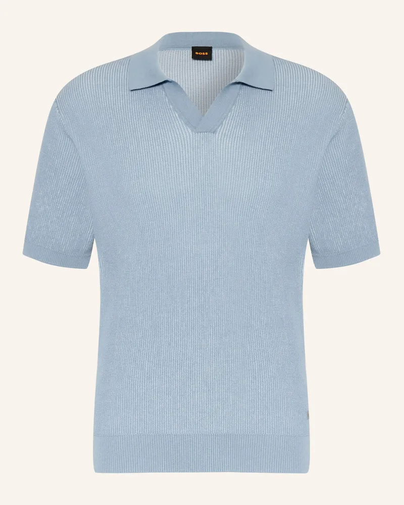 HUGO BOSS Strick-Poloshirt Aravolo blau Hellblau