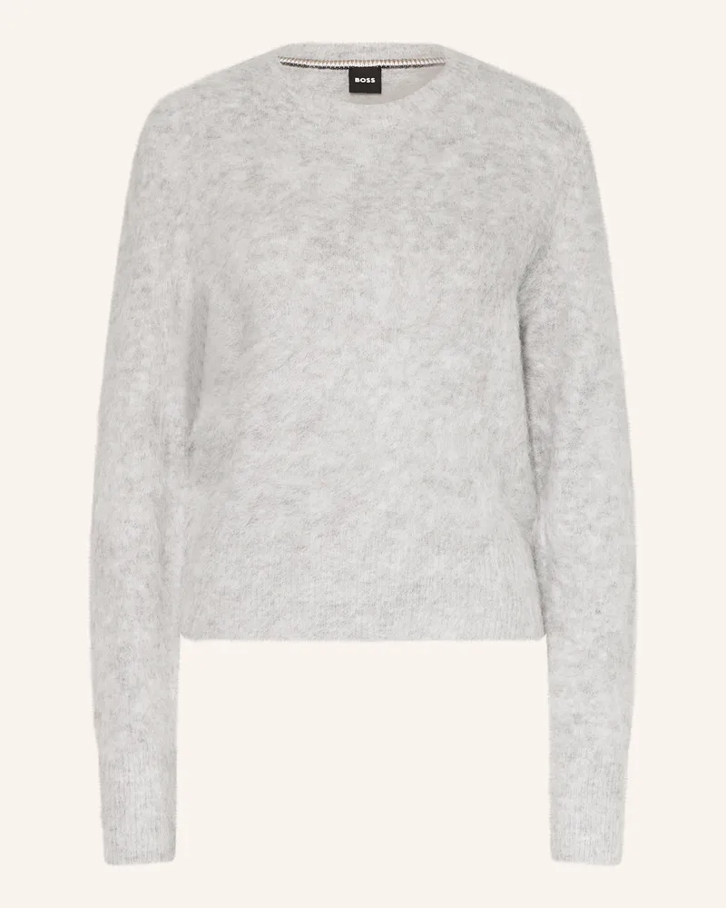 HUGO BOSS Pullover FLEURETTY mit Alpaka Hellgrau