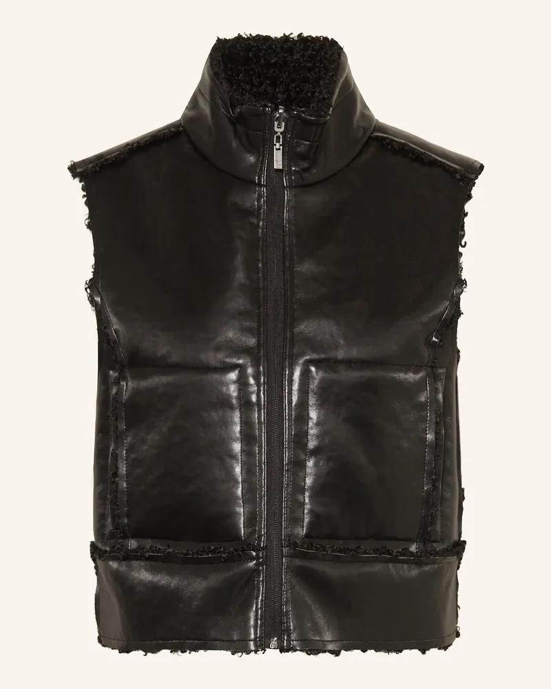 monari Weste mit Teddyfell zum Wenden Schwarz