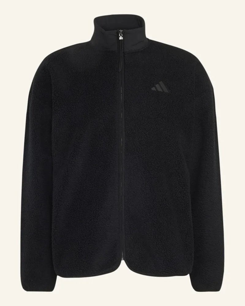 adidas City Tech 3-Streifen Fleecejacke, Durchgehender Reissverschluss schwarz Schwarz