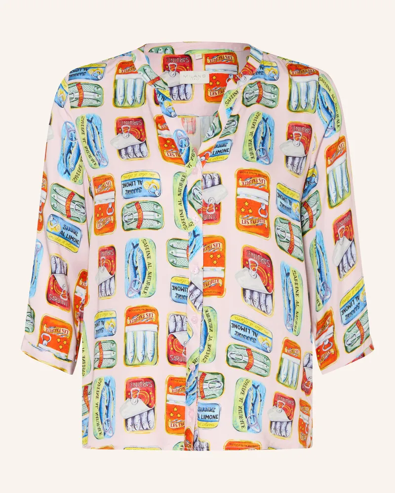 Milano Italy Bluse Mit 3/4-Arm blau Hellrosa