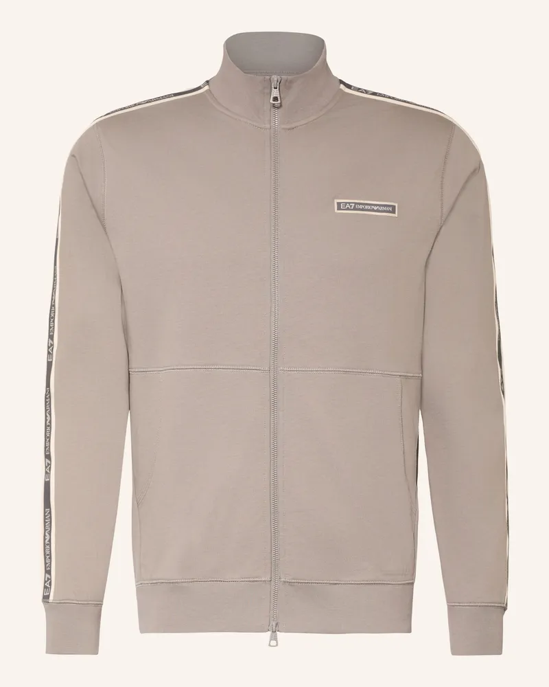 EA7 Sweatjacke Train Logo grau Taupe
