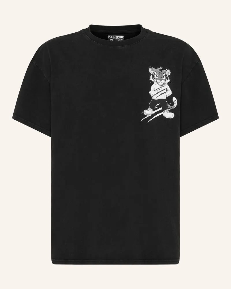 Philipp Plein Plein Sport T-Shirt Rundhalsausschnitt Ss Tiger schwarz Schwarz