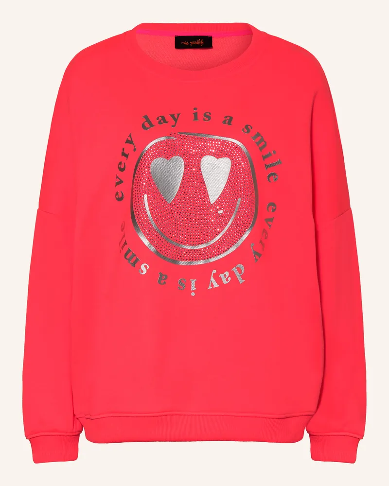 Miss Goodlife Oversized-Sweatshirt Mit Schmucksteinen pink Neonpink