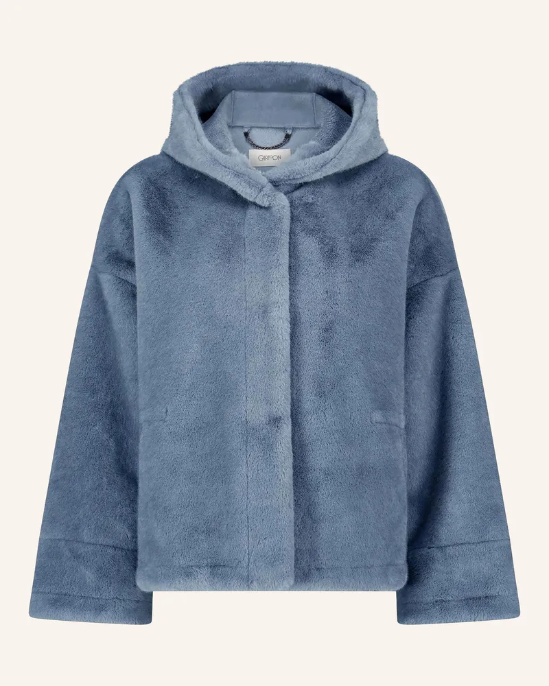 Cartoon Kunstfell-Jacke grau Blaugrau