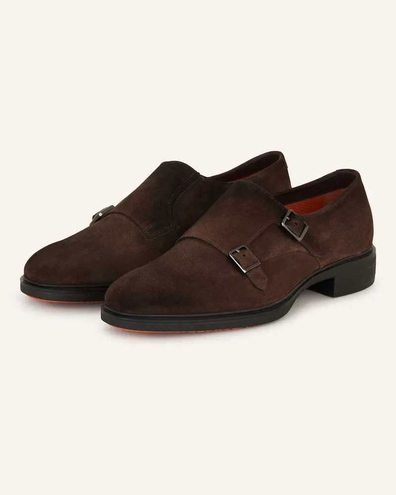 Santoni Double-Monks Easy braun Dunkelbraun