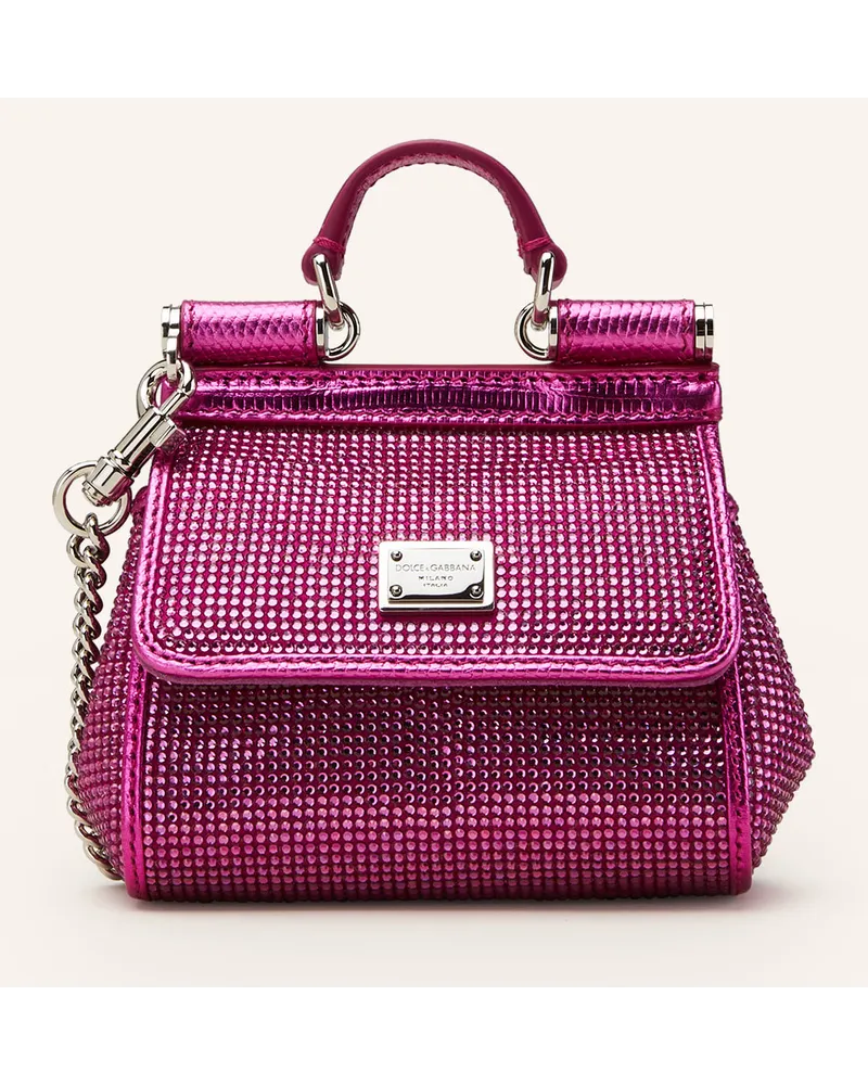 Dolce & Gabbana Handtasche SICILY MINI mit Pailettenbesatz Pink
