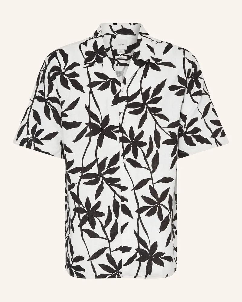Calvin Klein Resorthemd Relaxed Fit mit Leinen Weiss