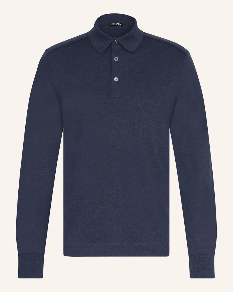 Ermenegildo Zegna Piqué-Poloshirt Dunkelblau