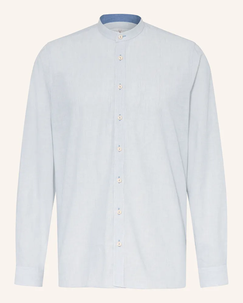 Johann & Johanna Trachtenhemd Tailored Fit mit Stehkragen Blau