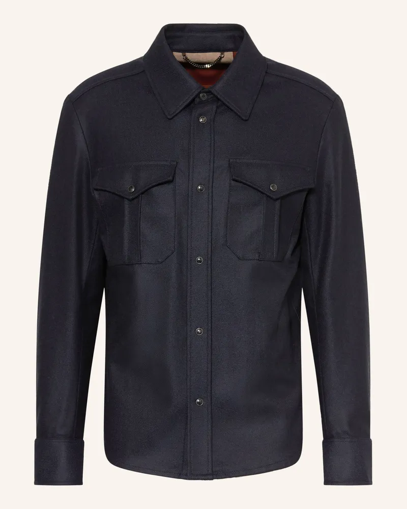 FIORONI Overshirt aus Merinowolle Dunkelblau