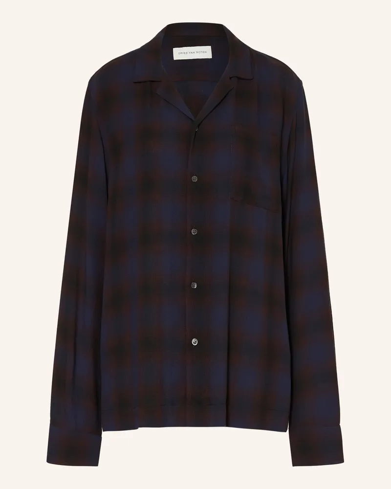 Dries van Noten Resorthemd Carlty Comfort Fit braun Dunkelblau