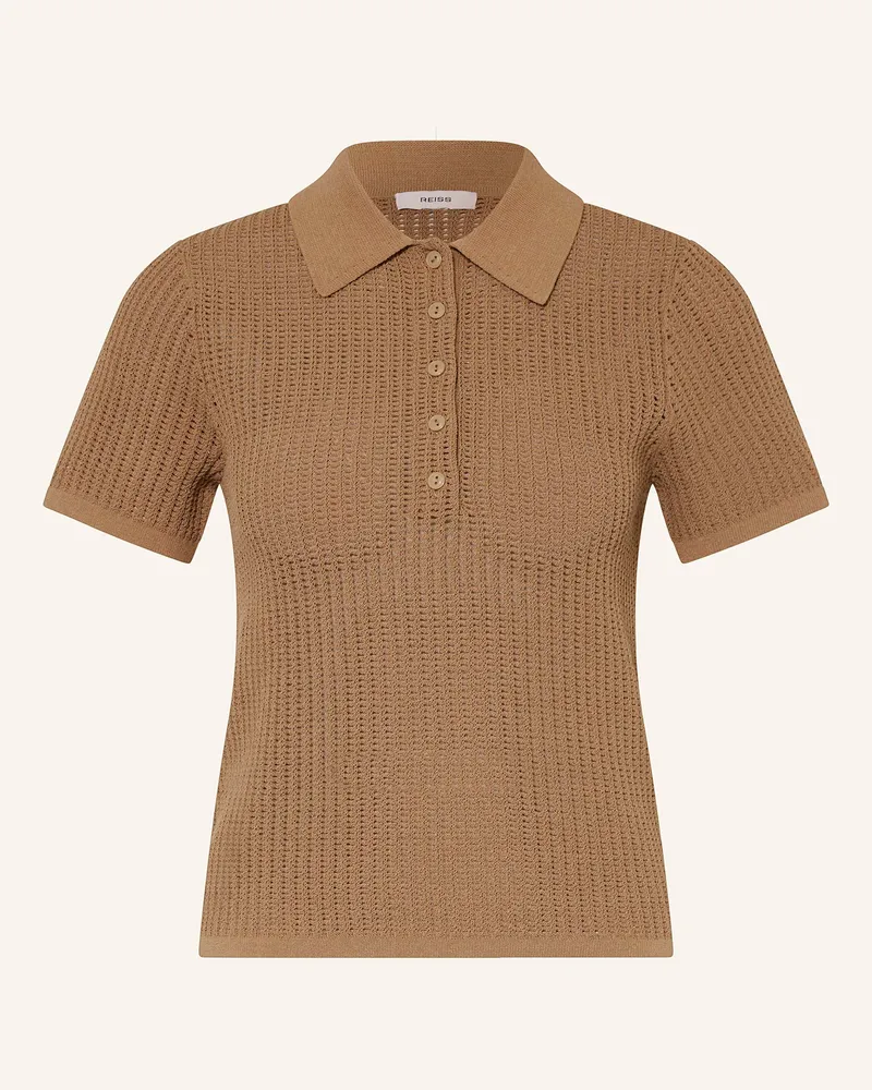 Reiss Strick-Poloshirt Braun