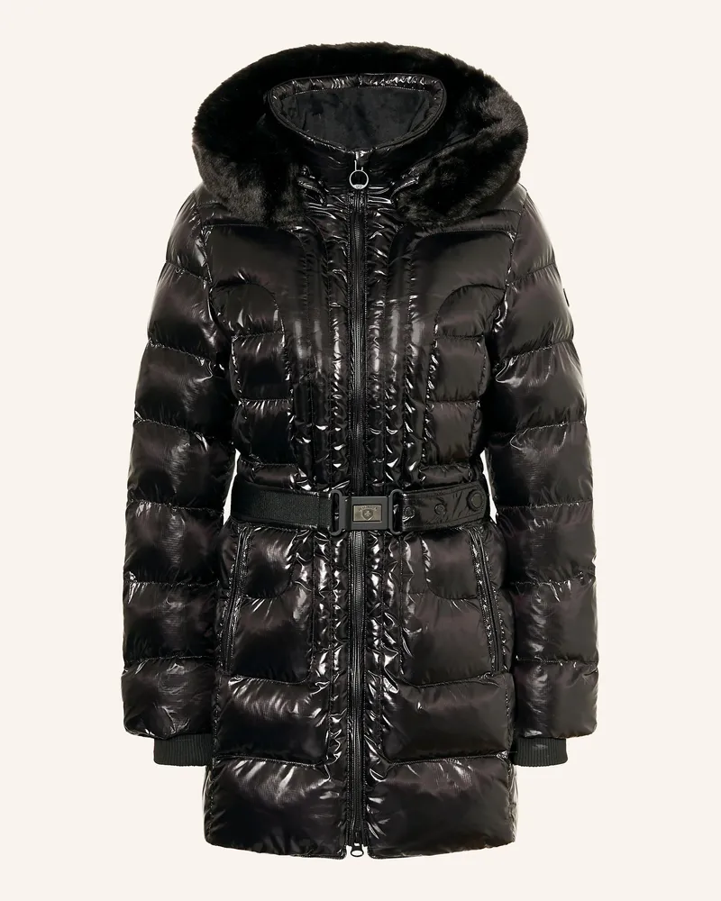 Wellensteyn Steppjacke BELTIQUE mit abnehmbarer Kapuze und Kunstpelz Schwarz