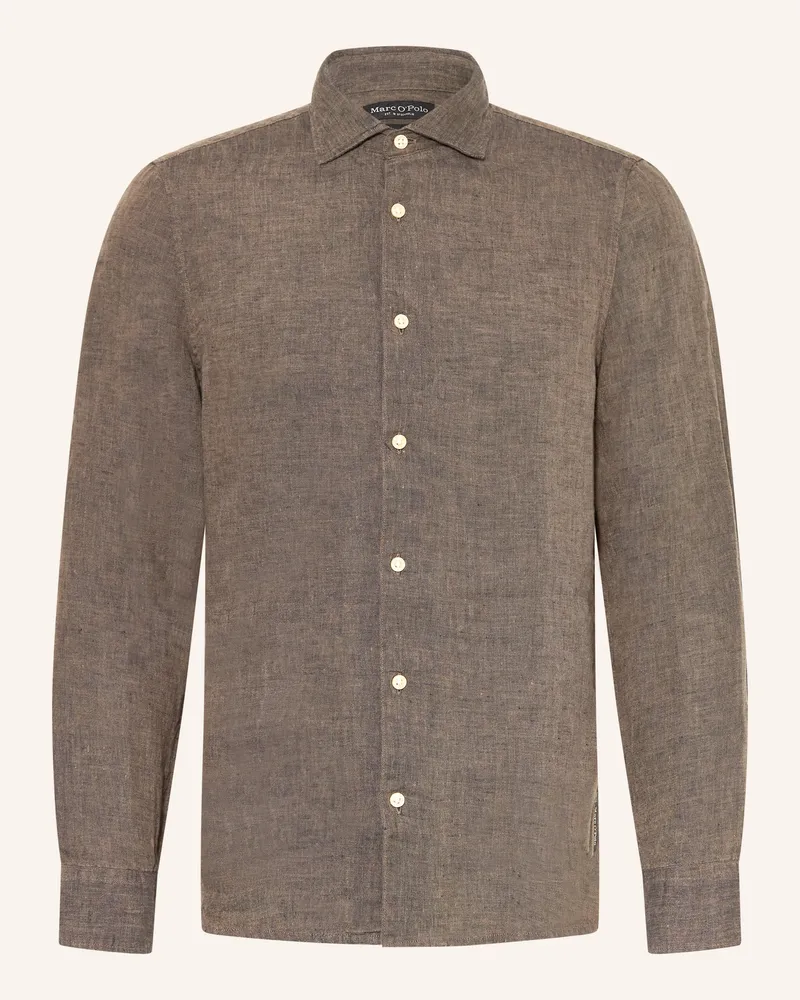 Marc O'Polo Leinenhemd Slim Fit blau Taupe
