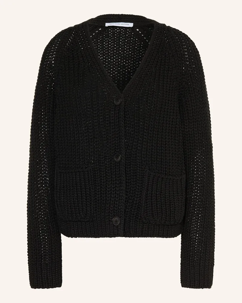 Iris von Arnim Strickjacke ALIVA mit Seide und Leinen Schwarz