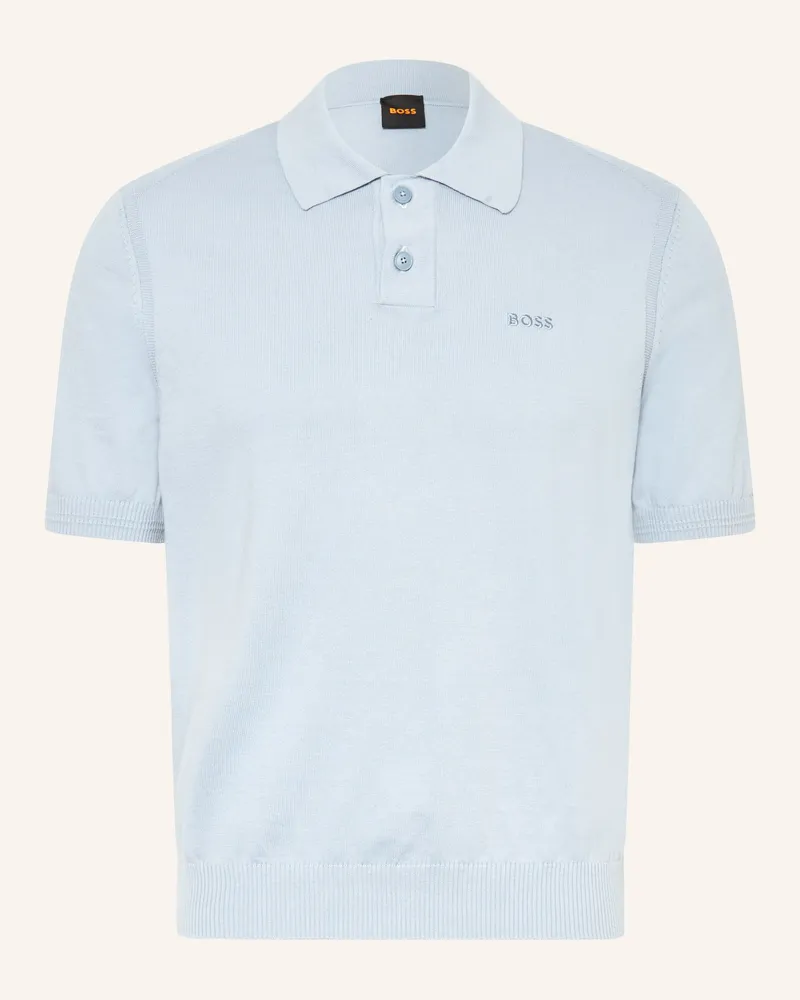 HUGO BOSS Strick-Poloshirt Asac blau Hellblau