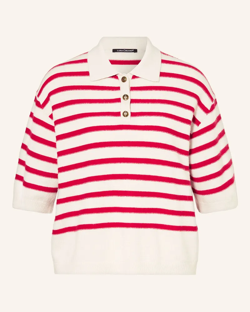 Luisa Cerano Strick-Poloshirt weiss Creme