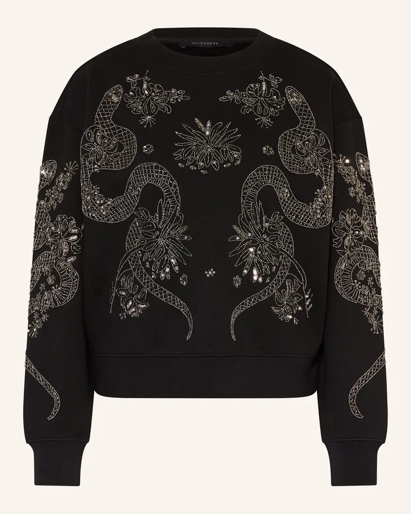AllSaints Sweatshirt CECILE PIPPA mit Schmuckperlen und Pailletten Schwarz