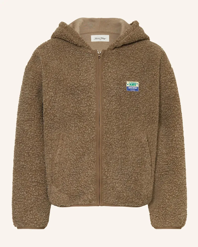 American Vintage Teddyfell-Jacke Hoktown beige Dunkelbraun