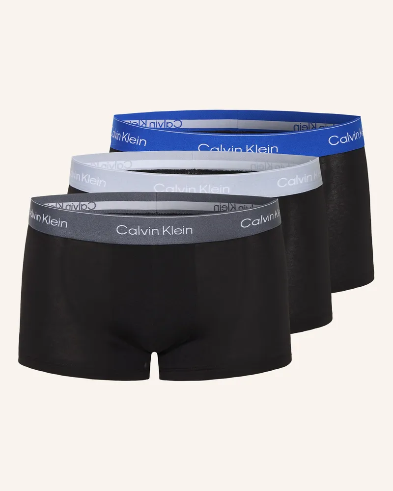 Calvin Klein 3er-Pack Boxershorts Icon Cotton Stretch Low Rise blau Schwarz