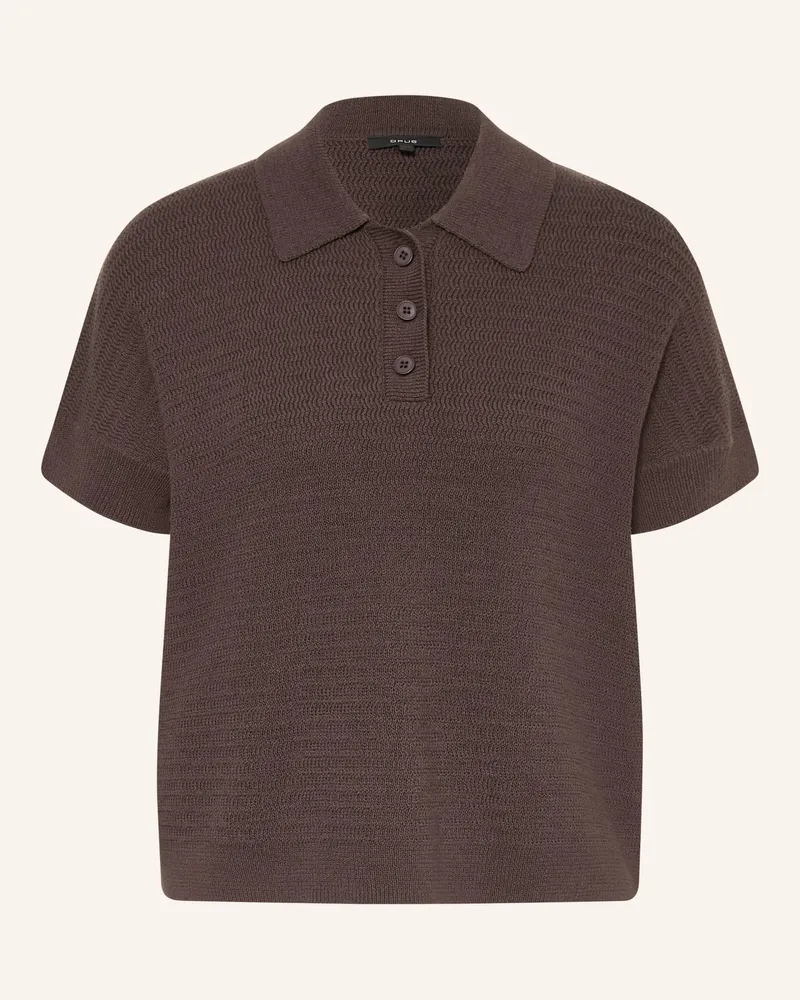 OPUS Strick-Poloshirt Puso Resort braun Dunkelbraun
