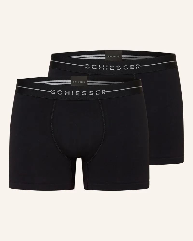 Schiesser 2er-Pack Boxershorts schwarz Schwarz