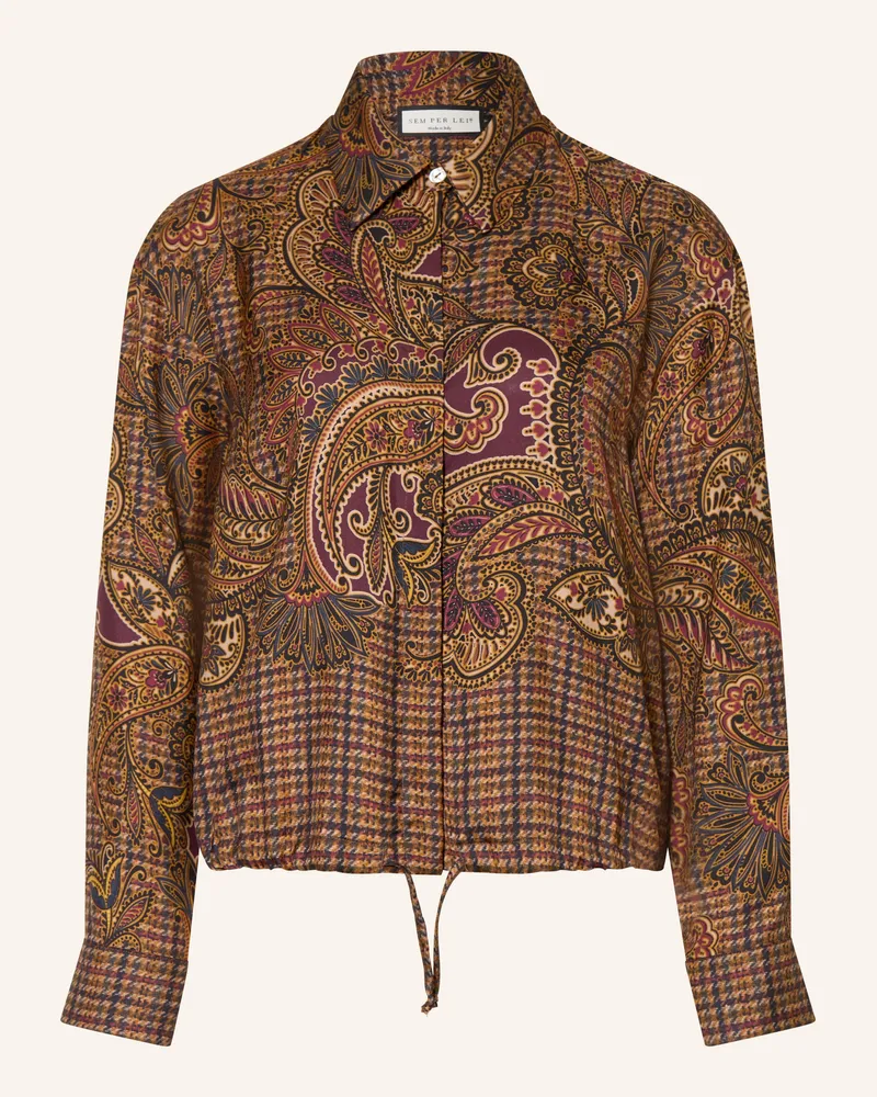 SEM PER LEI Seidenblouson braun Cognac