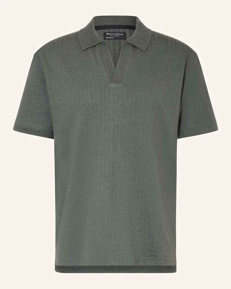 Marc O'Polo Strick-Poloshirt Relaxed Fit Petrol