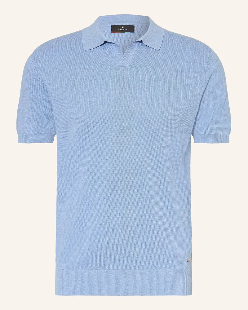 Ragman Strick-Poloshirt Hellblau