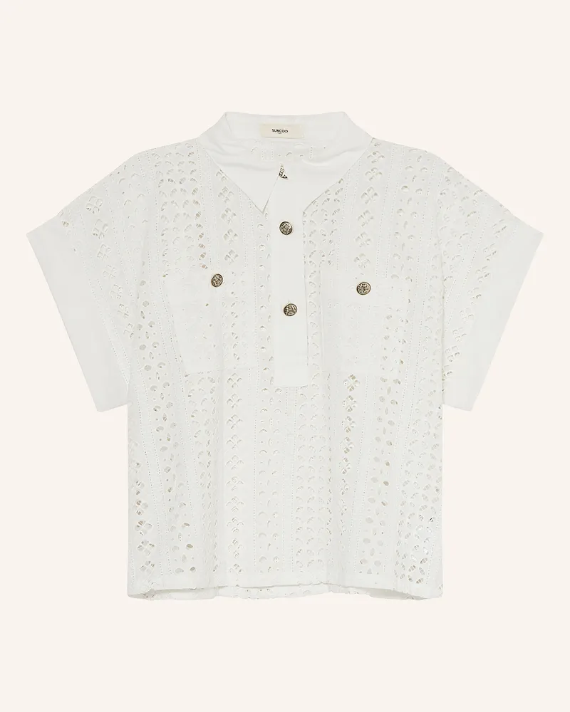 Suncoo Blusenshirt LATINOS aus Lochspitze Weiss