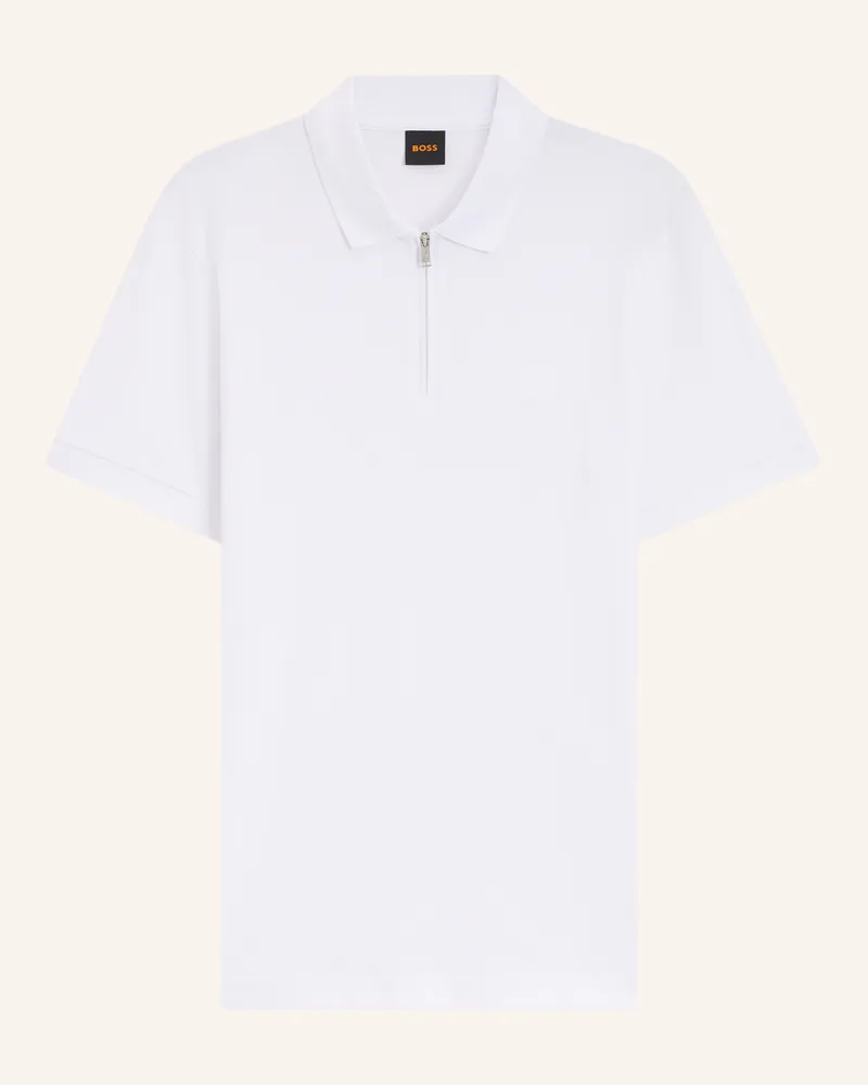 HUGO BOSS Piqué-Poloshirt Passerzip weiss Weiss