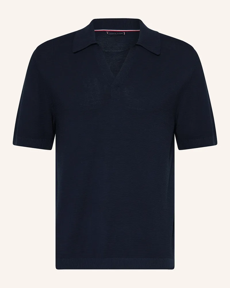 Tommy Hilfiger Strick-Poloshirt Regular Fit Dunkelblau