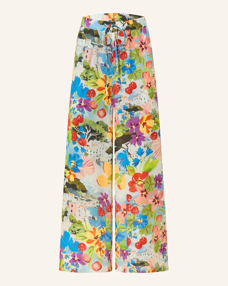 Maryan Mehlhorn Marlenehose Riviera Aus Seide gruen Hellblau