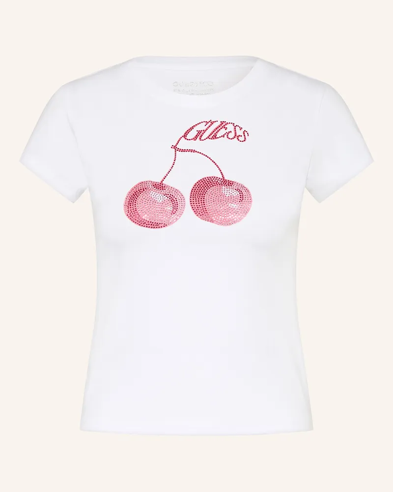 Guess T-Shirt mit Schmucksteinen Weiss